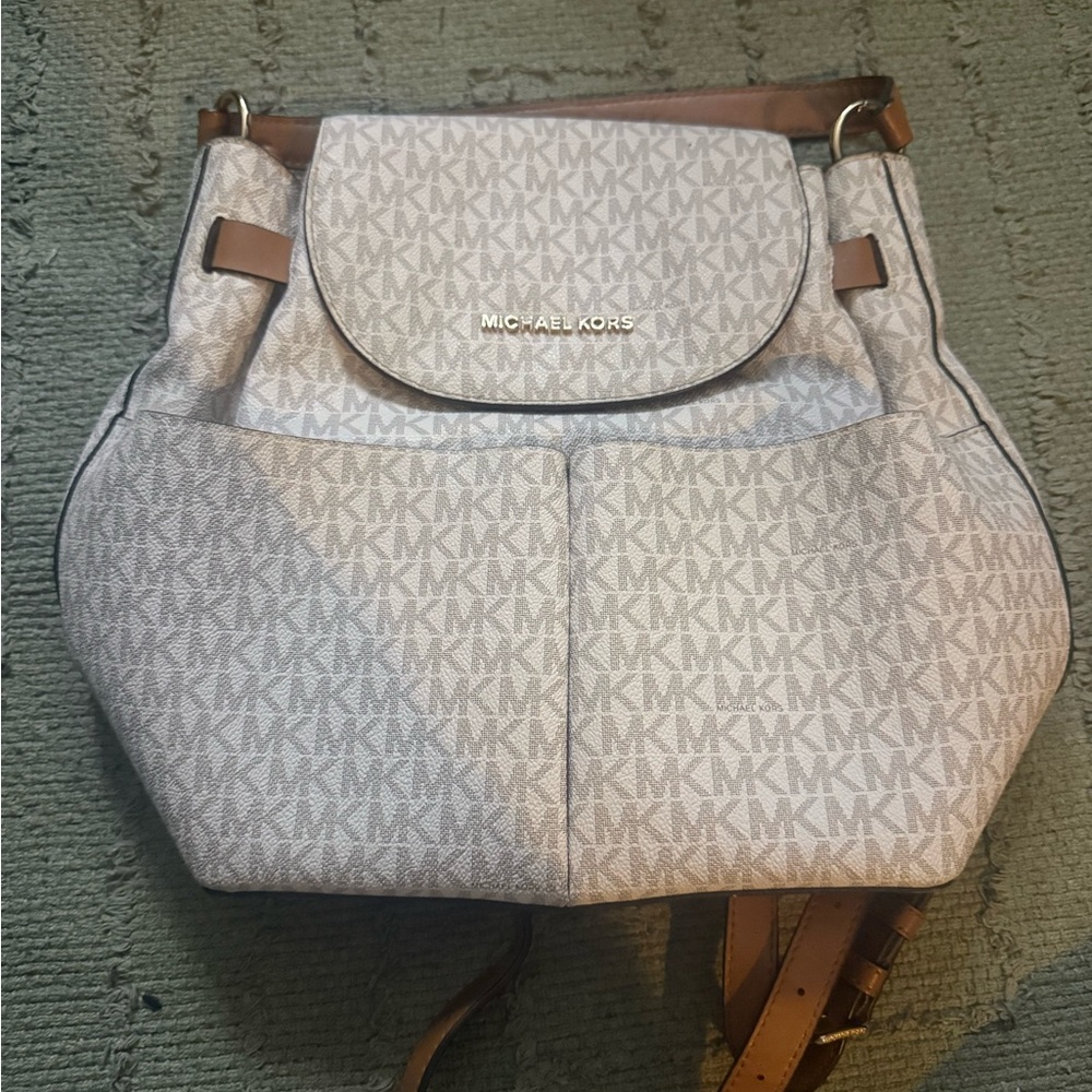 Michael Kors Monogram Gray and Brown Backpack